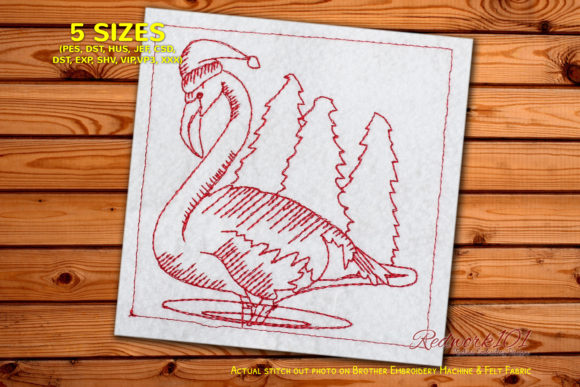 Christmas Flamingo Bird Redwork: A Design Review for Small Business Merch